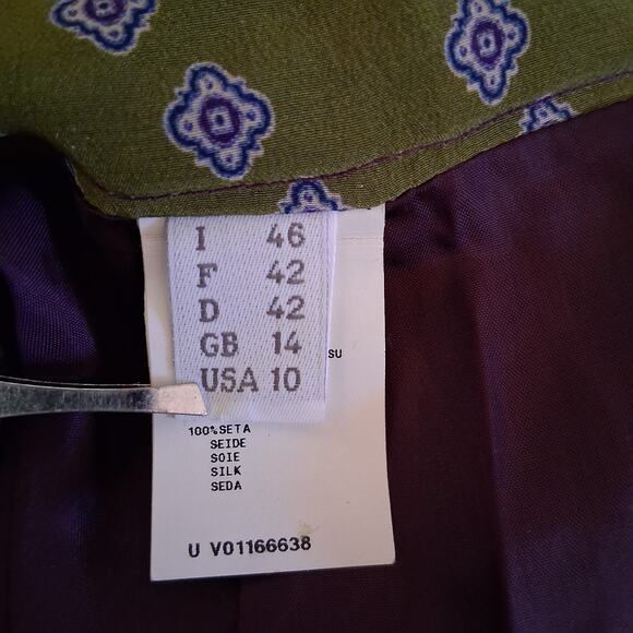 Alberta Ferretti Purple Green Paisley Pencil Skirt Size 10 NWT 100% Silk Italy - Picture 6 of 10